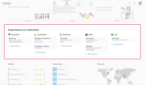 Credentials page in Xello